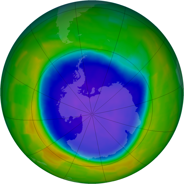 Antarctic ozone map for 26 October 2011